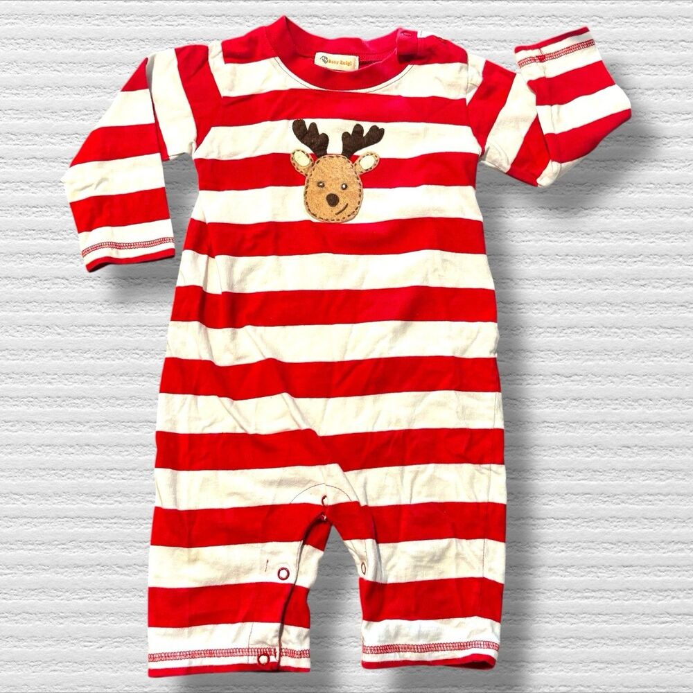Baby Luigi Reindeer Striped Christmas Romper 24 Month